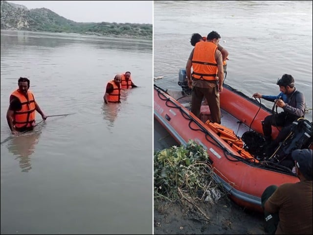 Nowshera: A mother jumped into the river along with her three children due to domestic violence Scenes of the rescue operation (Photo: Express)