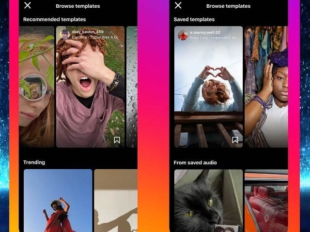 Instagram offers automated templates for popular videos and trending reels.  Photo: Courtesy of Social Media Today 