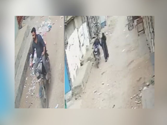 A video of a motorcycle rider's indecent behavior with a girl has gone viral on social media —Photo: Express News