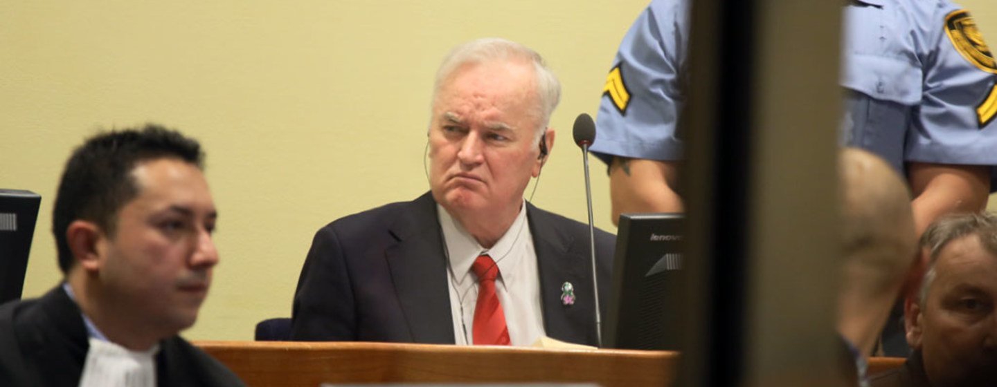 Ratko Mladić, former commander of the Bosnian Serb Army, at his trial judgement at the UN International Criminal Tribunal for the former Yugoslavia.