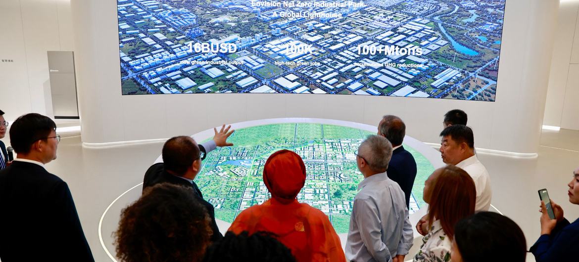 UN Deputy Secretary-General Amina Mohammed (centre) visits the Net Zero Industrial Park in Ordos, China.