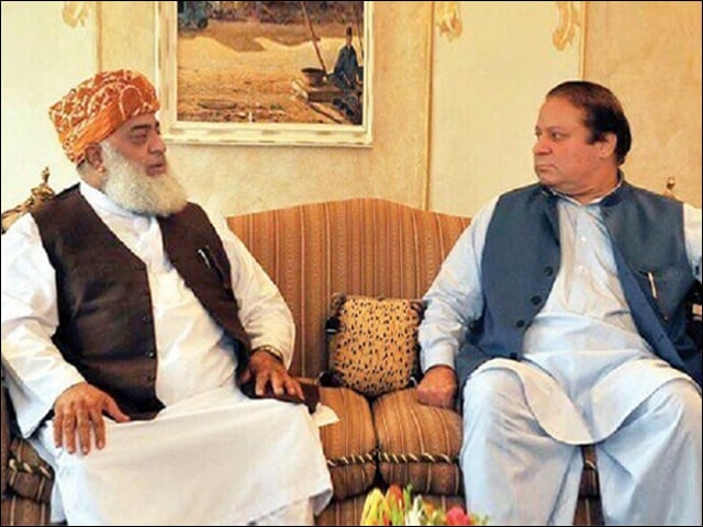 Contact between Nawaz Sharif and Fazlur Rehman, consultation on names of caretaker prime minister