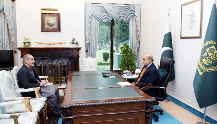 Federal Minister Khawaja Saad Rafiq meeting with Prime Minister Shahbaz Sharif