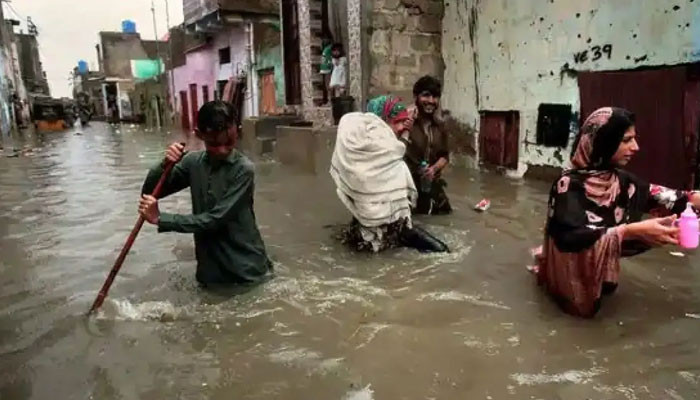 Low-lying areas were flooded due to heavy rain