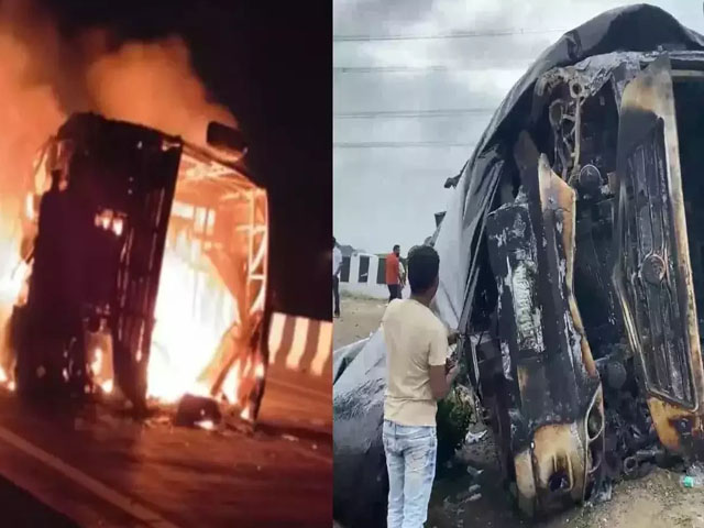 Passenger bus fire in India;  26 people including 3 children were burnt to death