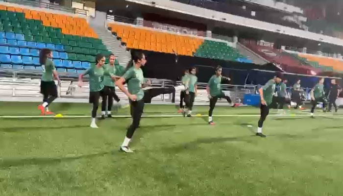 Training session of Pakistan women's team on arrival in Singapore for friendly match