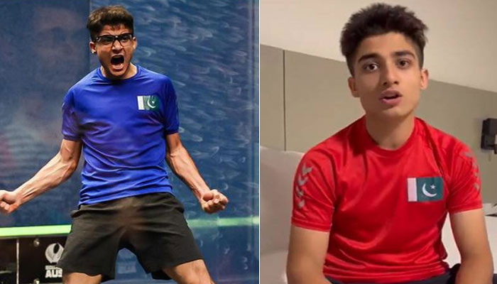 What did the world junior squash champion Hamza Khan complain about?