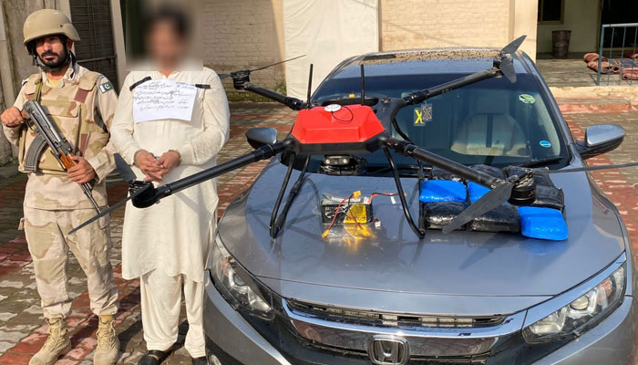 Drug smuggler arrested by drone Photo: Arrested accused drug smuggler