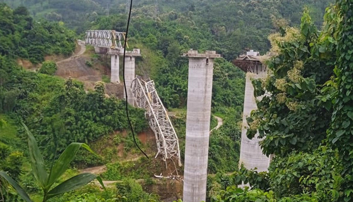 An under-construction railway bridge collapsed in the Indian state of Mizoram