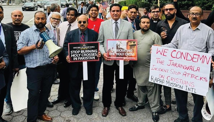 Christian area holds demonstration outside UN HQs versus Jaranwala case