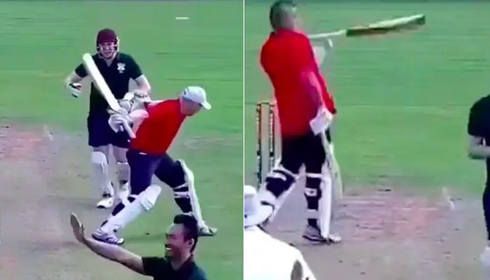 On being run out, the batsman hit his teammate in anger