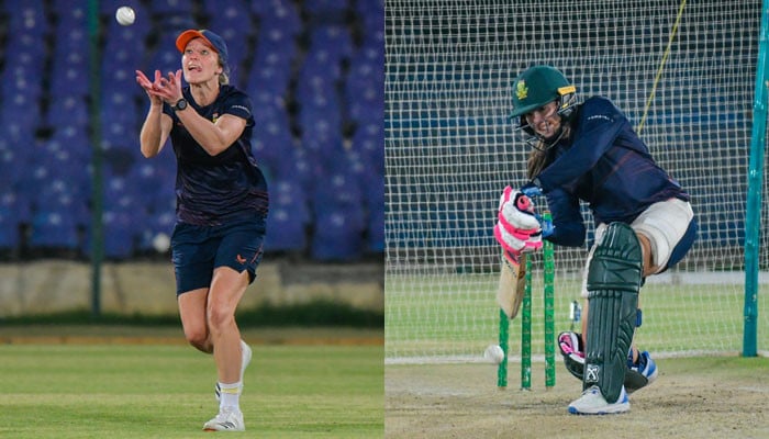 South Africa Women's Cricket Team practice session at the National Stadium