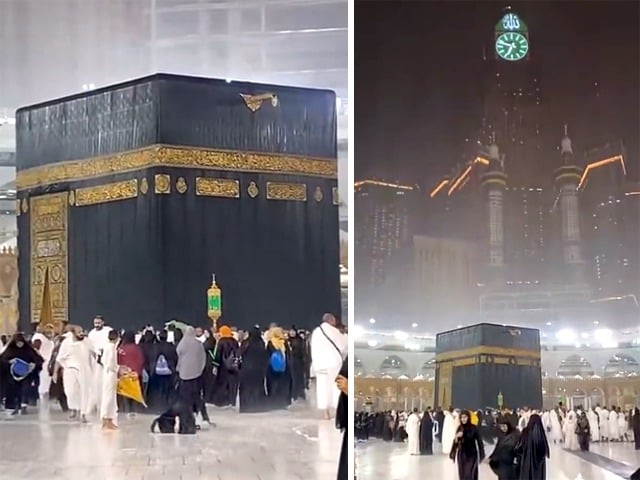 Torrential rain in Makkah, Umrah pilgrims continued to circumambulate the Kaaba