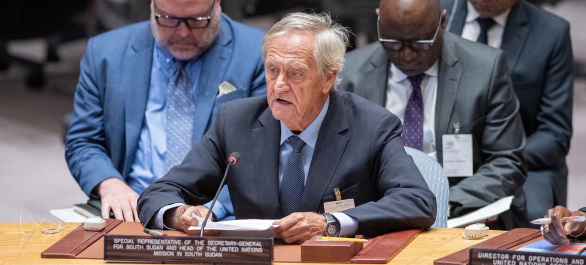 Nicholas Haysom, Special Representative of the Secretary-General for South Sudan, briefs the Security Council. Nicholas Haysom, Special Representative of the Secretary-General for South Sudan, briefs the Security Council.