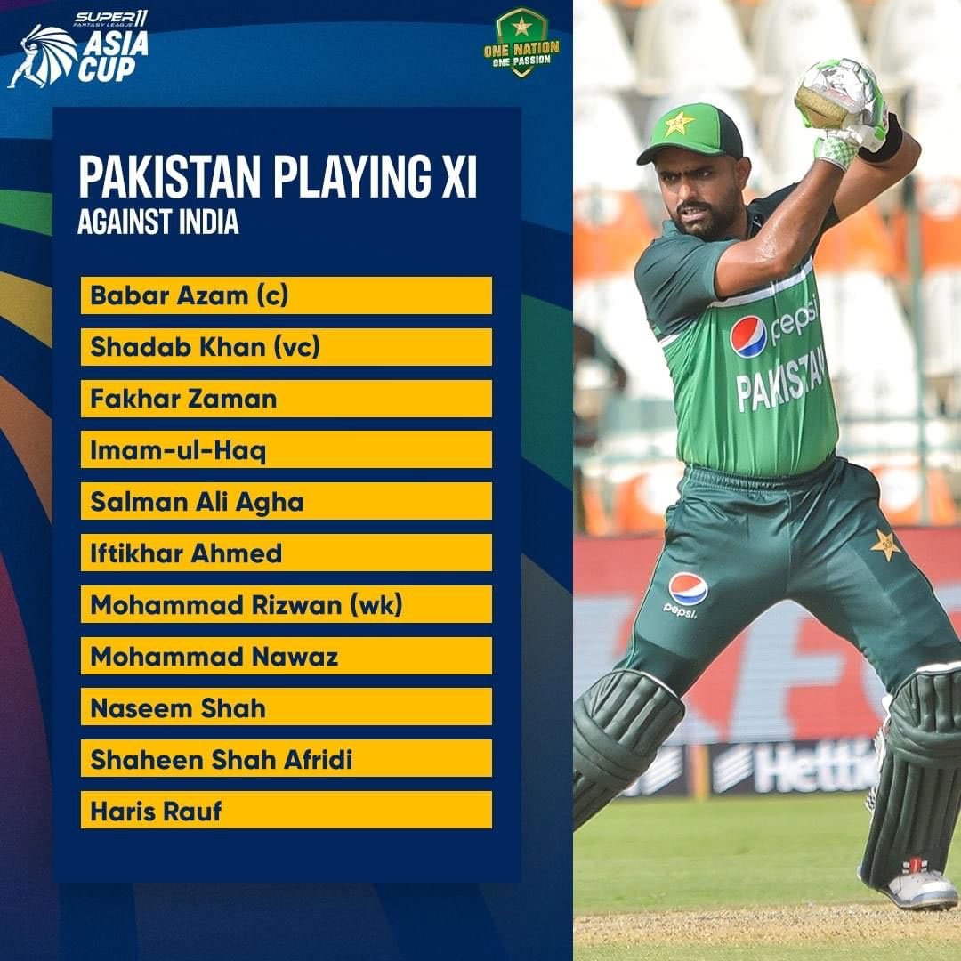 The Pakistan team has been announced for the Asia Cup match against India