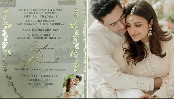 Parineeti Chopra, Raghav Chadha's reception invitation goes viral —File photo