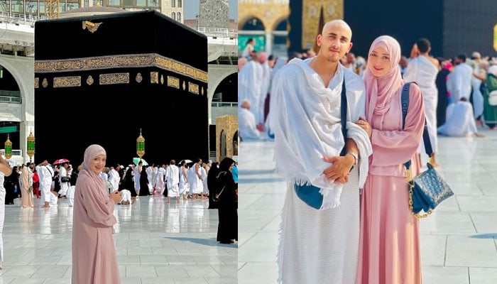 Momina Iqbal achieved the happiness of Umrah Collage courtesy of Instagram