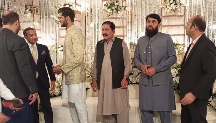 Shaheen Shah Afridi arrived with a procession to pick up the bride