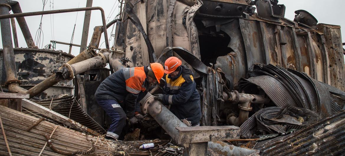 One of the damaged power substations in Ukraine. One of the damaged power substations in Ukraine.
