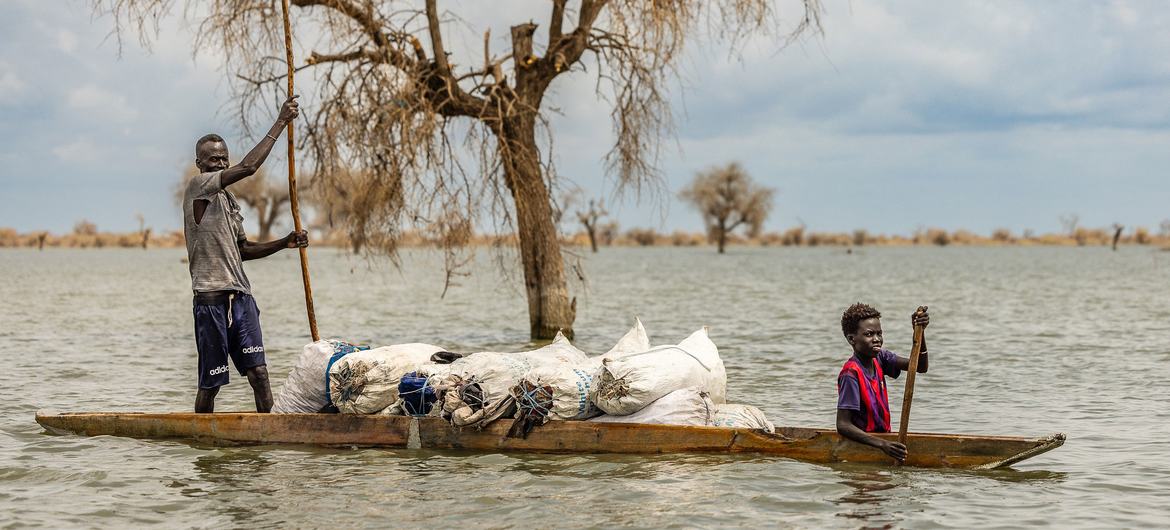 Scientists say that extreme weather events leading to drought or flooding, as pictured in South Sudan, are becoming more frequent due to climate change.