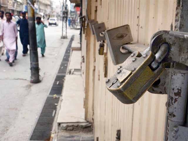 Karachi;  Shutterdown strike of traders against inflation, wholesale and big markets closed