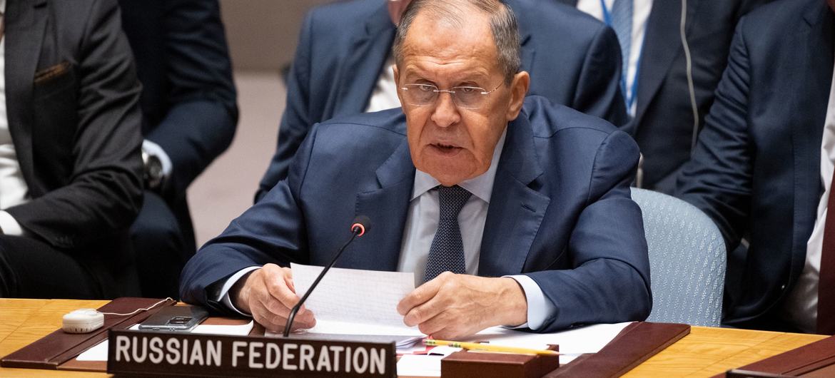 Sergey Lavrov, the Russian Foreign Minister, addresses the Security Council. Sergey Lavrov, the Russian Foreign Minister, addresses the Security Council.