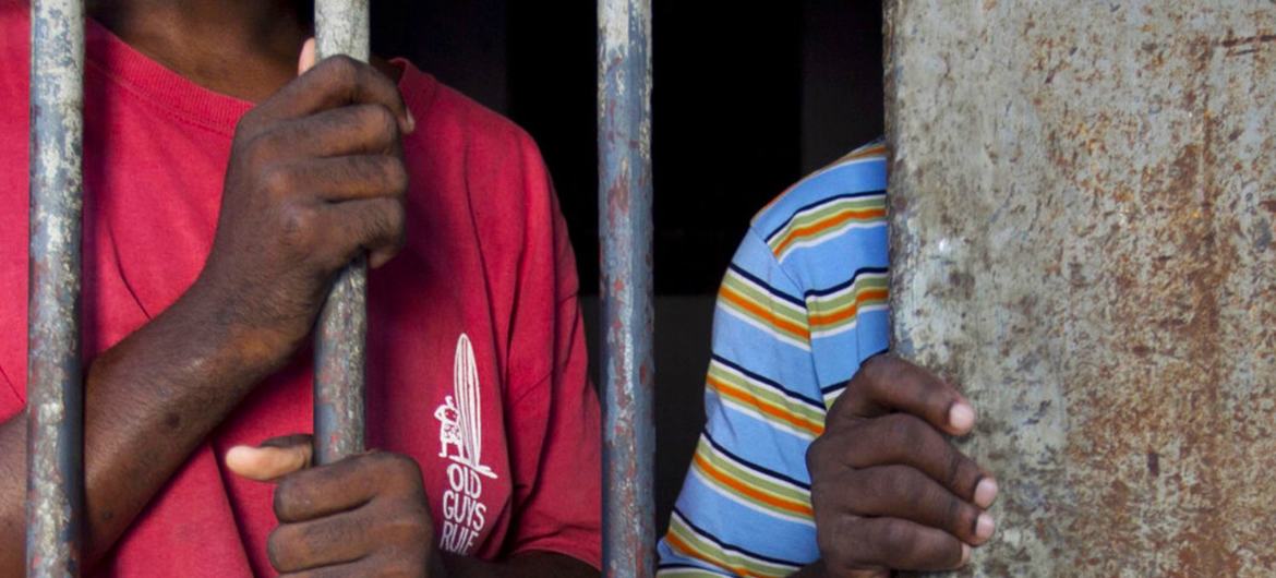 Detainees in a Haitian prison Detainees in a Haitian prison