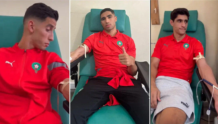 Moroccan footballers donate blood for earthquake victims