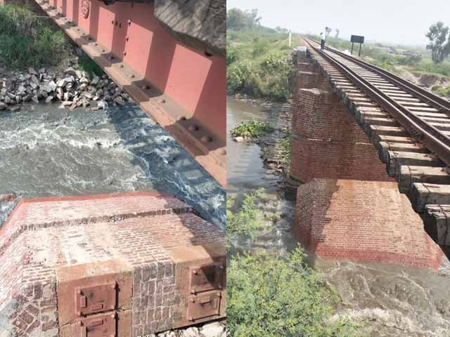 Railway track bridge built on the canal collapsed, Lahore to Faisalabad train service suspended