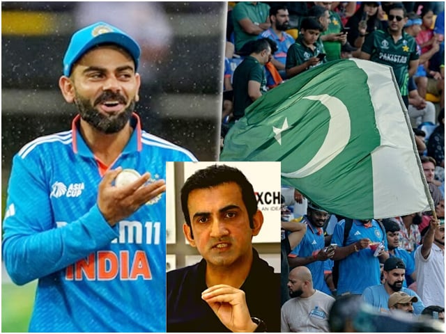 With the slogans of "Kohli Kohli", Troll Gambhir threw debris on the Pakistani fans.