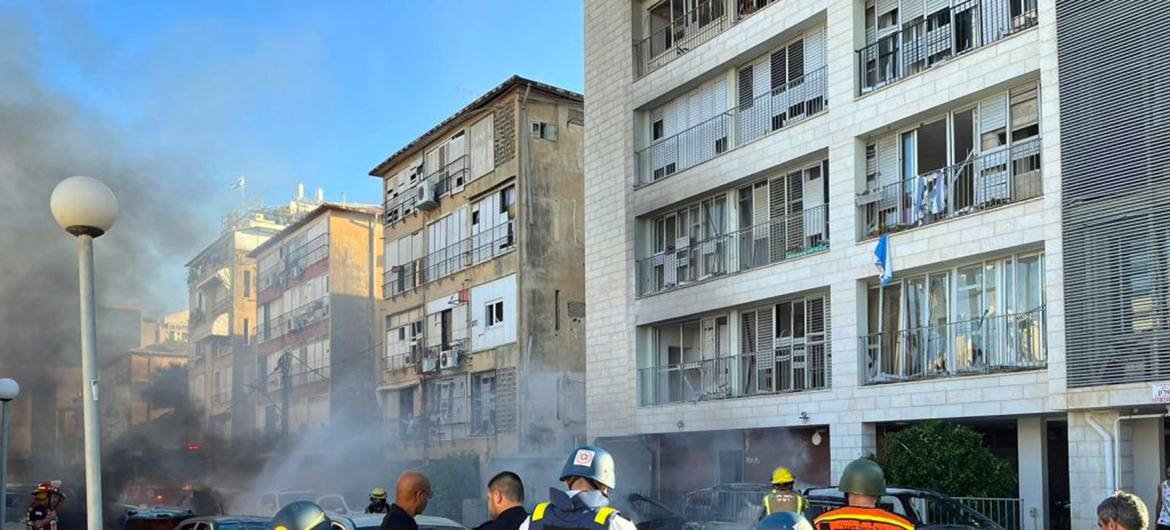 Rescue workers in southern Israel.