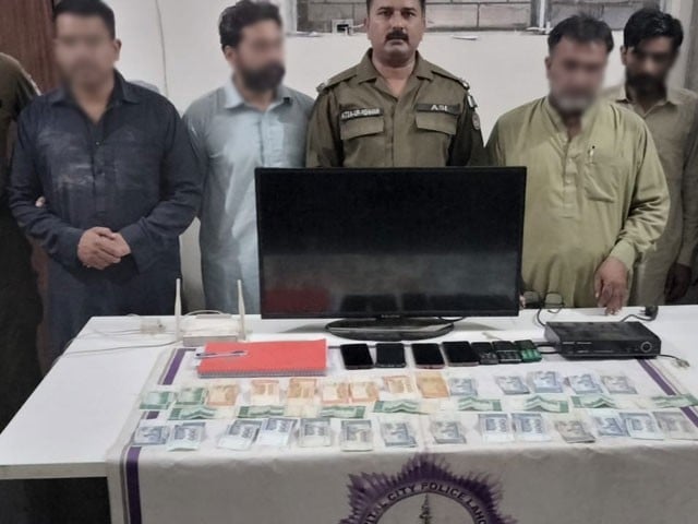 4 suspects arrested for gambling on World Cup match in Lahore The accused had secretly set up a gambling den in Sitak located in B1 Sector Township.