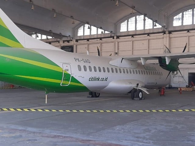 Indonesian technical team reached Pakistan to repair the ship Damaged Indonesian Airline plane parked at Karachi Airport (Photo Express)