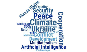 Among Member States from Western Europe and North America, alongside climate and peace, human rights and artificial intelligence emerged as the most mentioned concerns, while Ukraine also featured prominently.