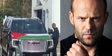 Famous Hollywood actor Jason Statham put a Palestinian flag on his car