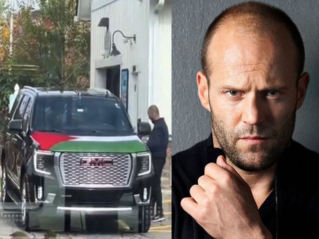 Famous Hollywood actor Jason Statham put a Palestinian flag on his car