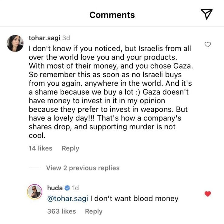 'I don't want blood money';  American makeup artist's response to Israeli woman