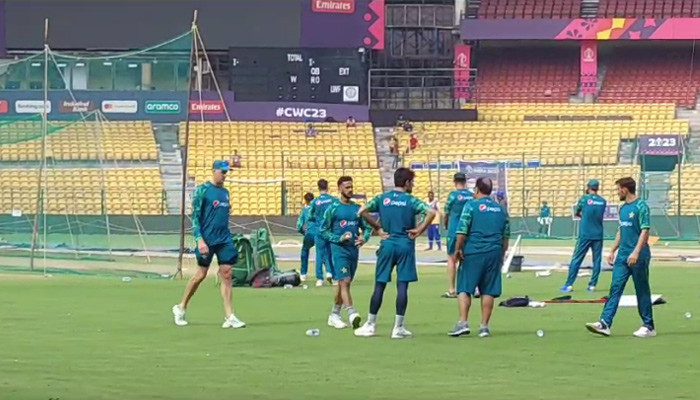 Pakistan cricket team practice today in Bengaluru after yesterday