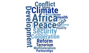 Among Member States from Africa, climate and development featured prominently, as did security, but Africa itself was the most mentioned topic. Among Member States from Africa, climate and development featured prominently, as did security, but Africa itself was the most mentioned topic.