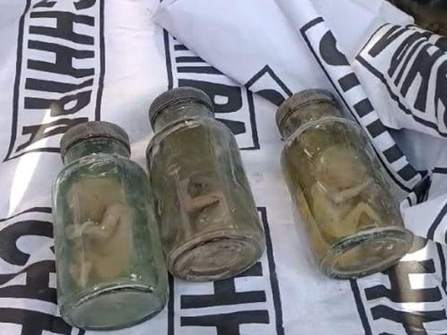 Dead bodies of 3 newborns sealed in glass bottles were recovered from the waste dump