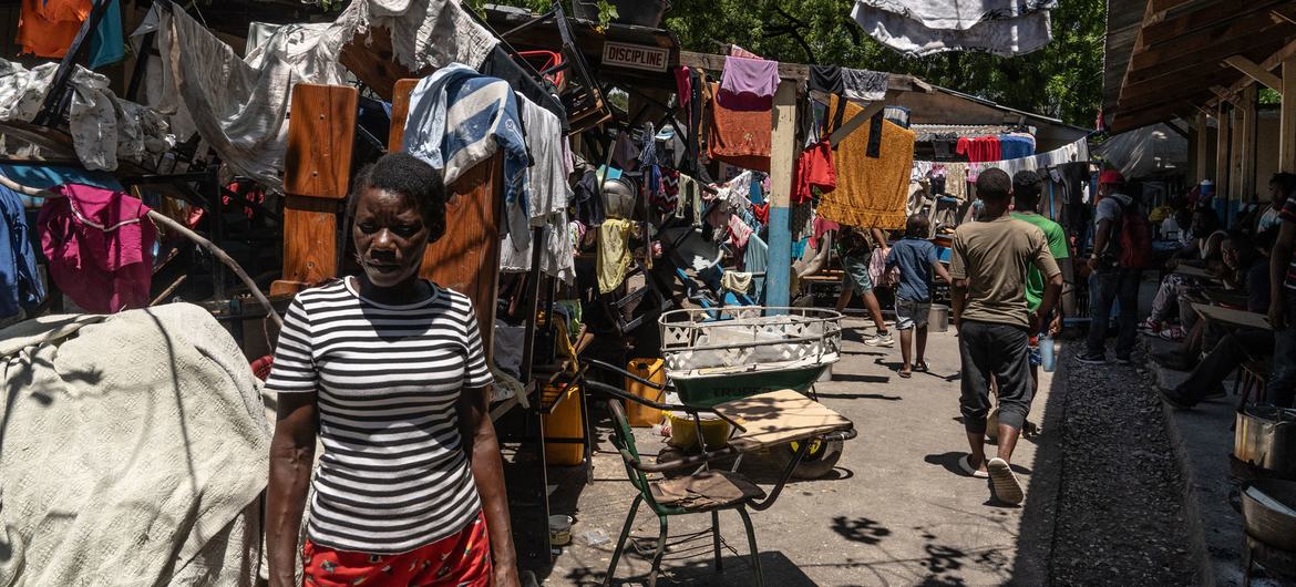 Displaced women and children are now living in a school in  Port-au-Prince after fleeing their homes during gang attacks.
