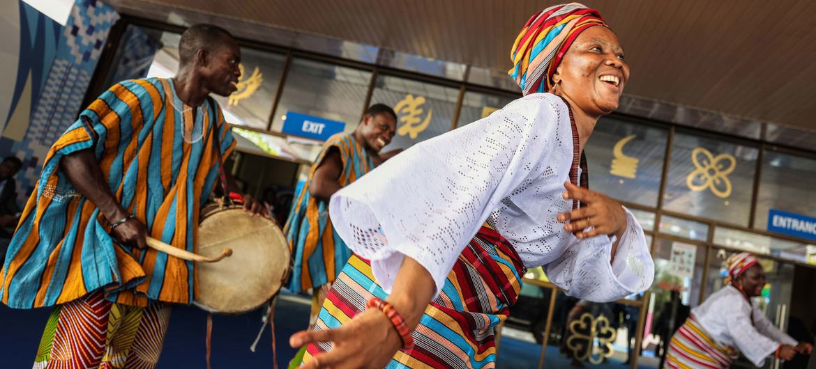 Musicians and dancers perform at the UN Peacekeeping 2023 Ministerial meeting in Ghana.