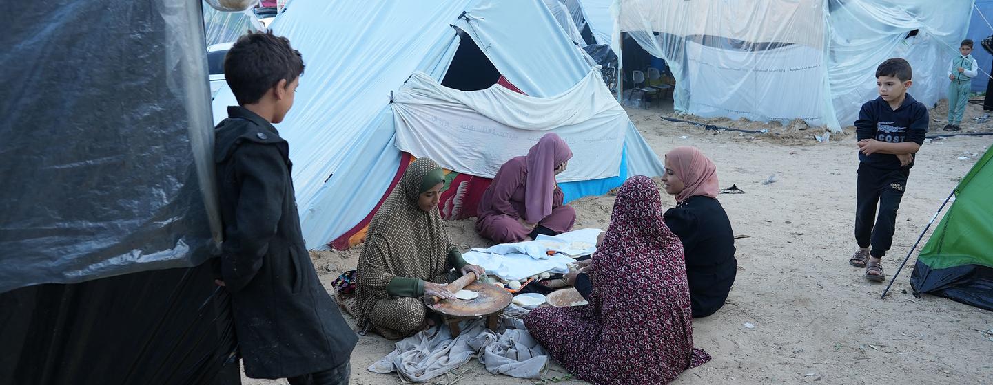 Internally displaced people rest at a camp near the Nasser Hospital in Khan Younis, in southern Gaza.