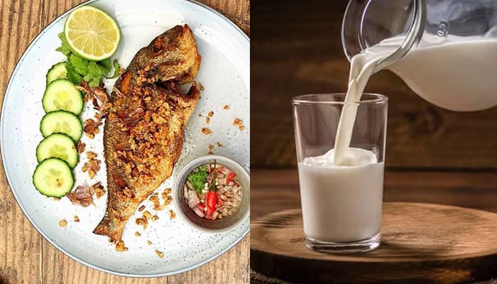 Should you drink milk after eating fish or not? File photo