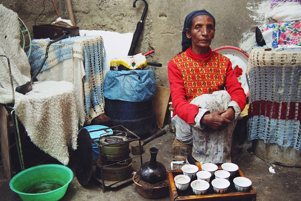 A trader affected by leprosy waits for customers in Addis Ababa, Ethiopia. A trader affected by leprosy waits for customers in Addis Ababa, Ethiopia.