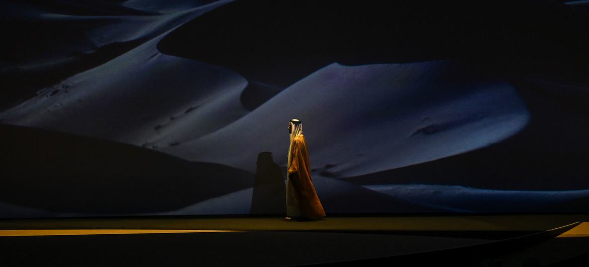 A participant attends the UN Climate Change Conference COP28 at Expo City Dubai.