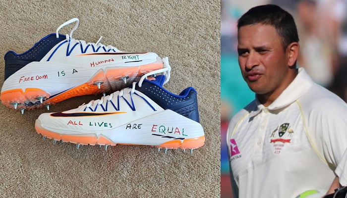 Usman Khawaja announced to auction his shoes to help Palestinian children