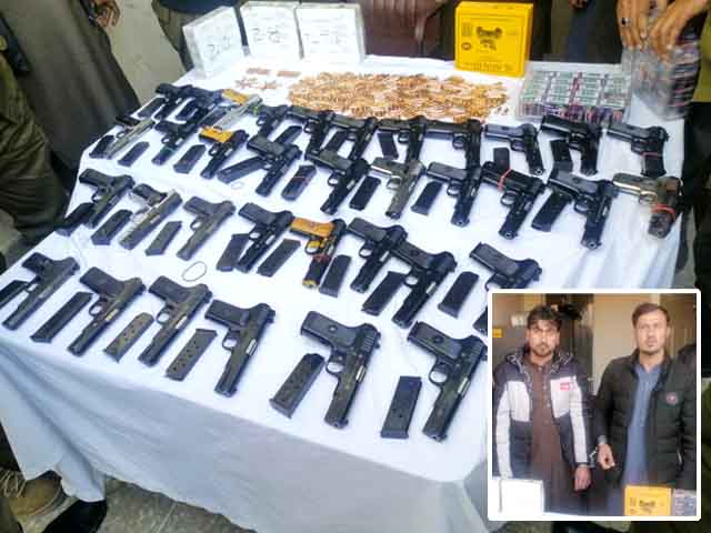 Rawalpindi;  A huge consignment of arms was recovered from the suspect vehicle, 2 persons were arrested