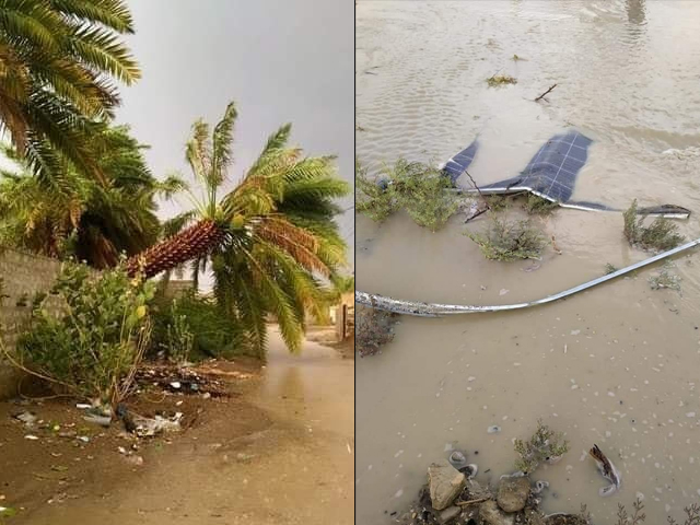 torrential rain;  Flooding in Turbat and Sorab rivers, water entering the settlements