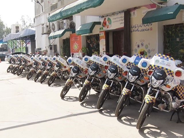 Introduction of Motorcycle Ambulance in Sindh Photo: Express